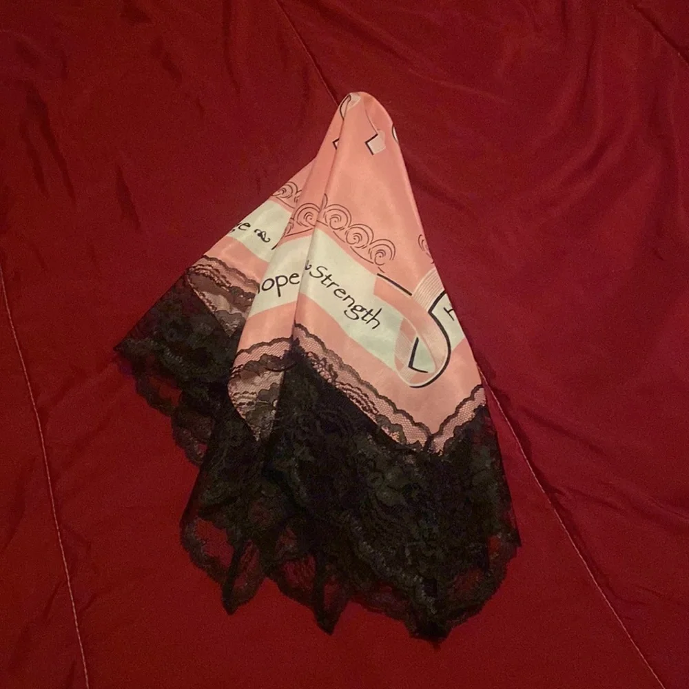 Light pink breast cancer awareness/support handmade handkerchief!